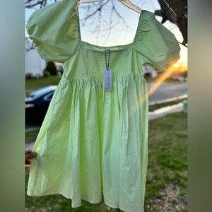Hunter & Brown green babydoll mini dress